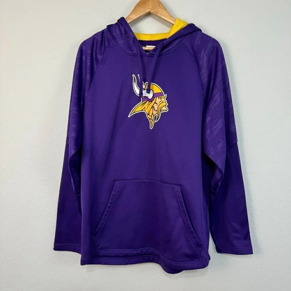 NFL Team Apparel Mens Minnesota Vikings Pullover Long Sleeve Hoodie Purple Large